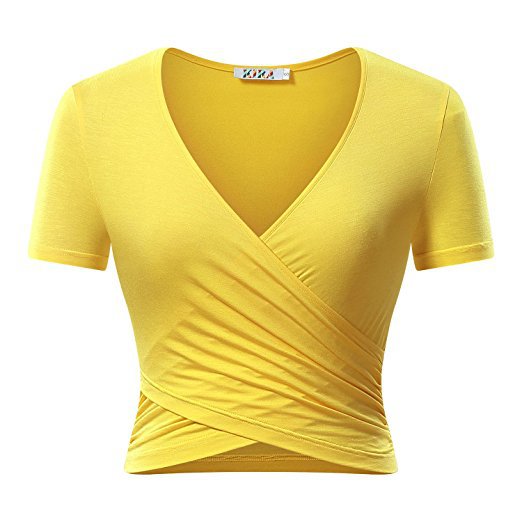 yellow shirt crop top