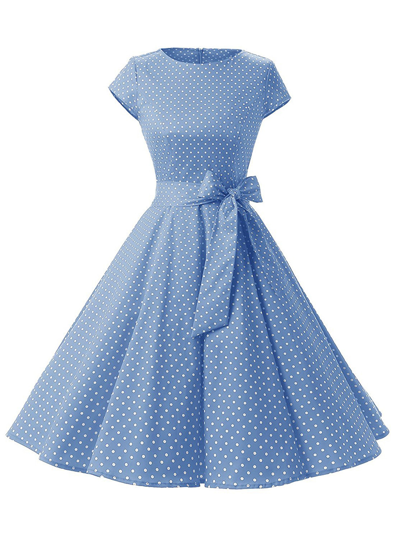 pale blue polka dot dress