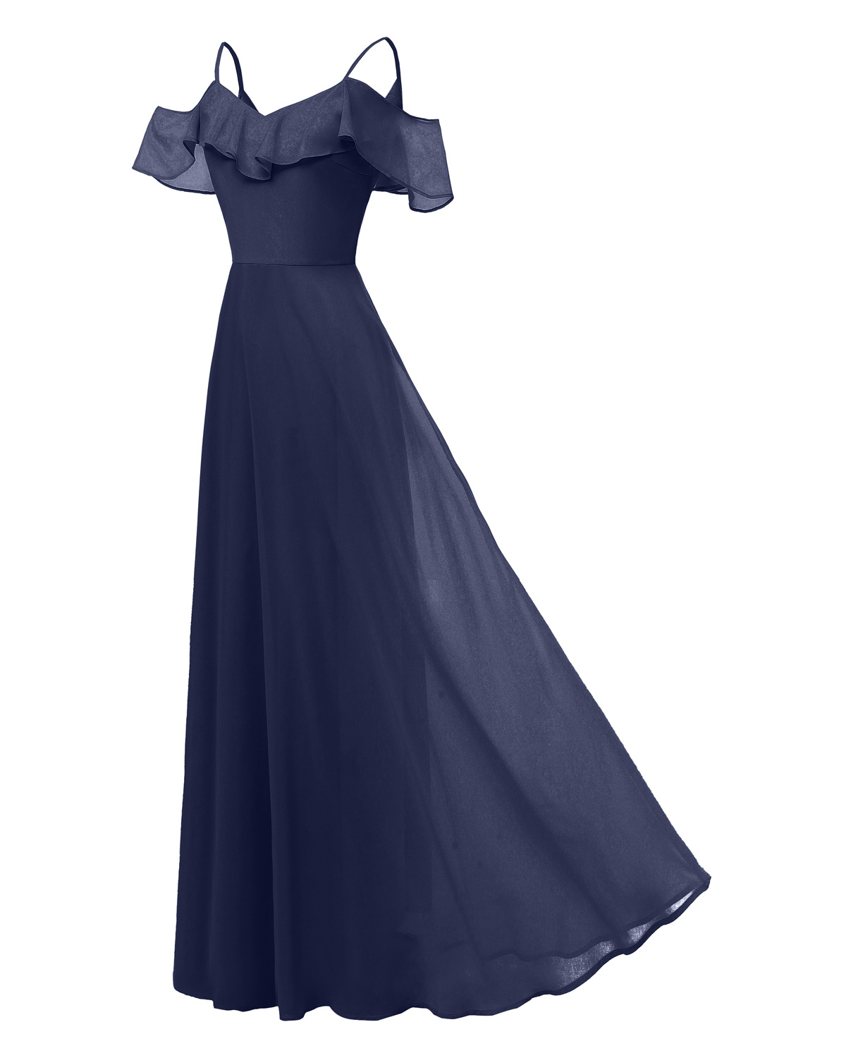navy blue off the shoulder long dress