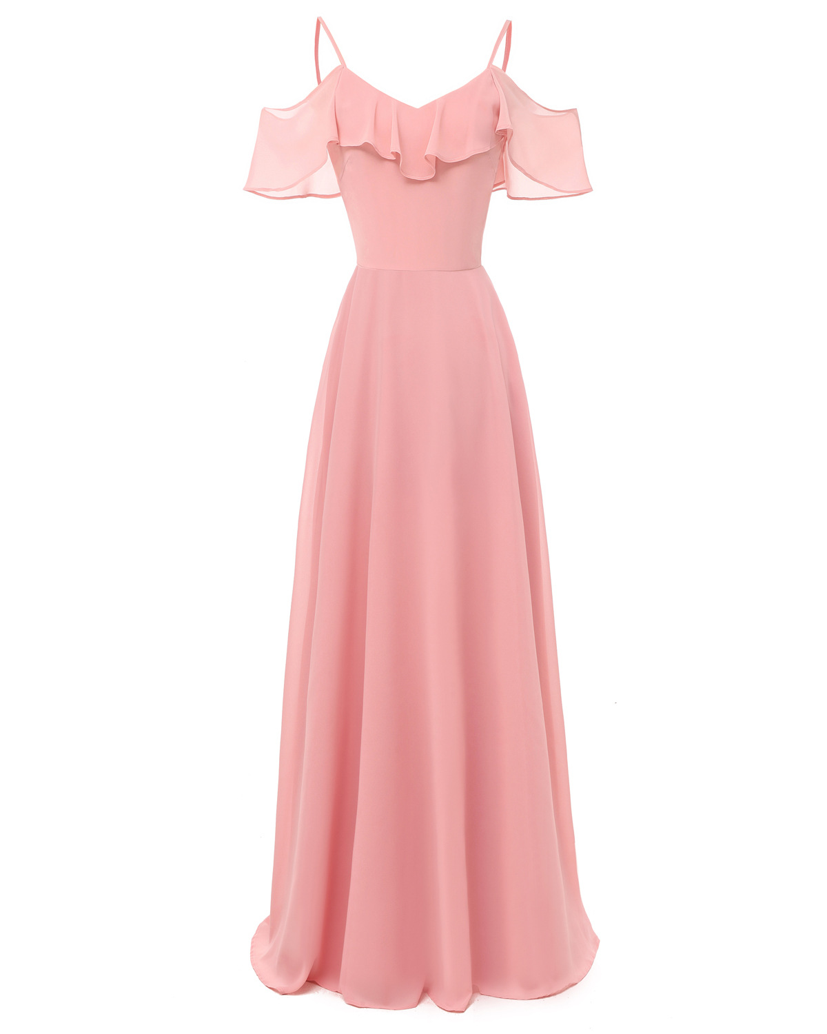 pink off the shoulder long dress