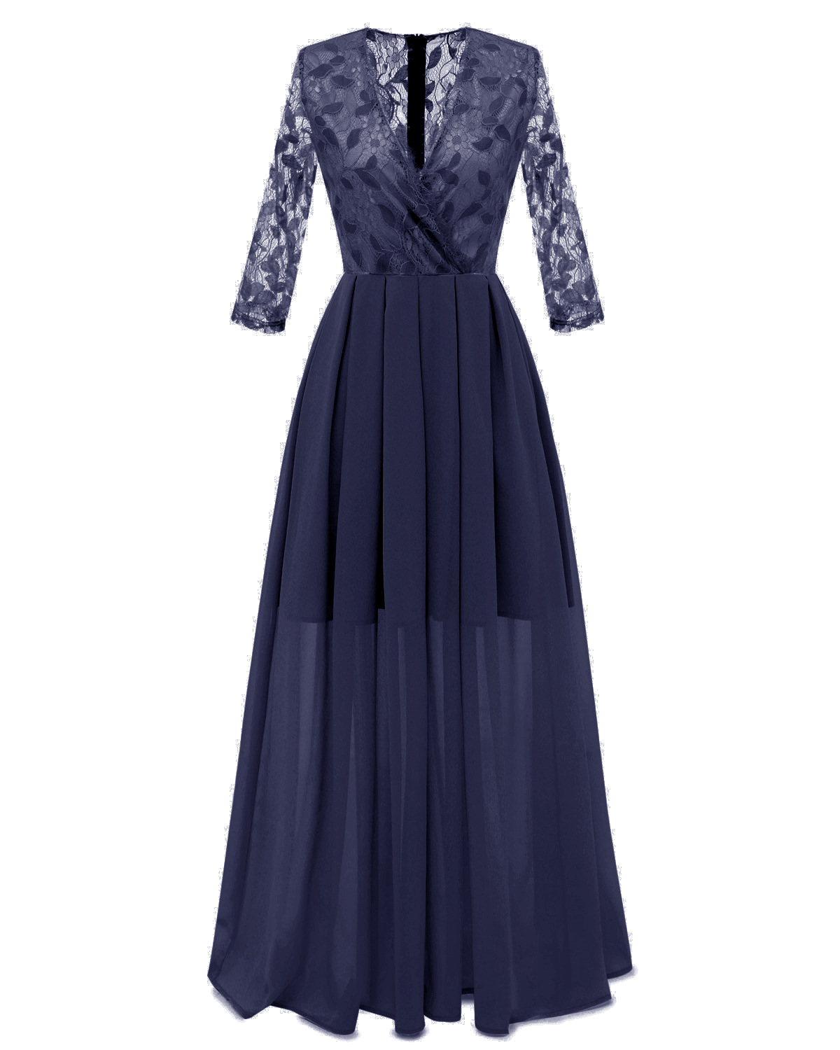 navy long chiffon dress