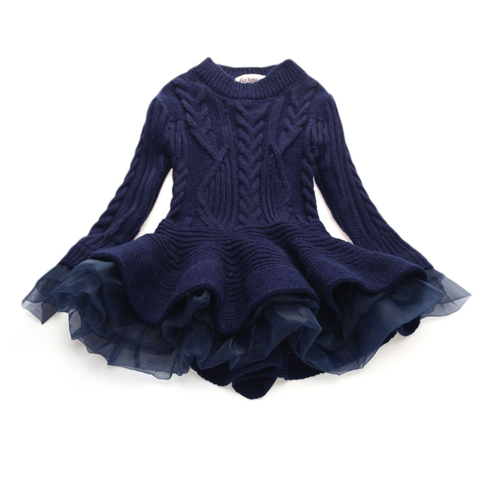 girls navy sweater dress
