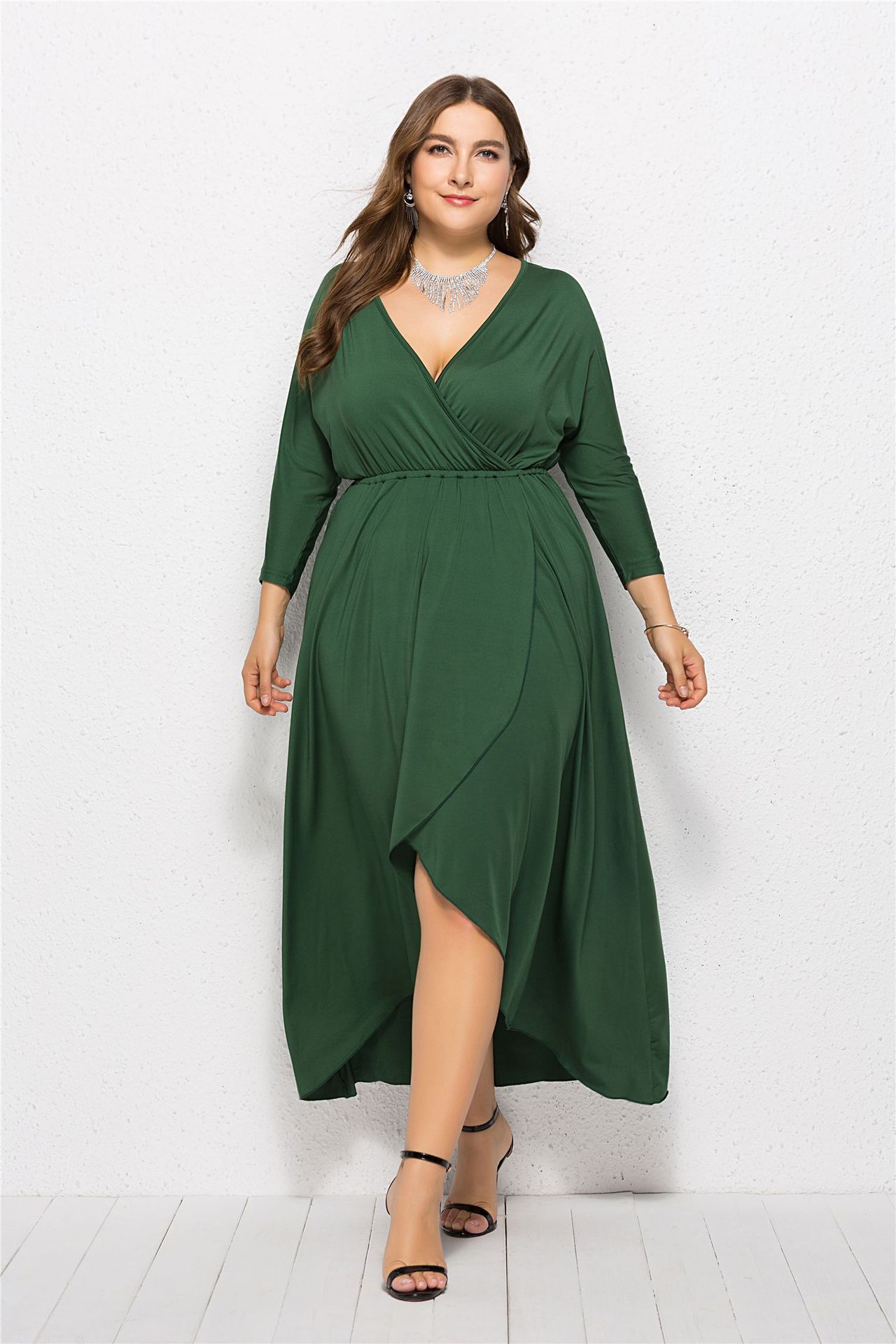 plus size green dress with sleeves