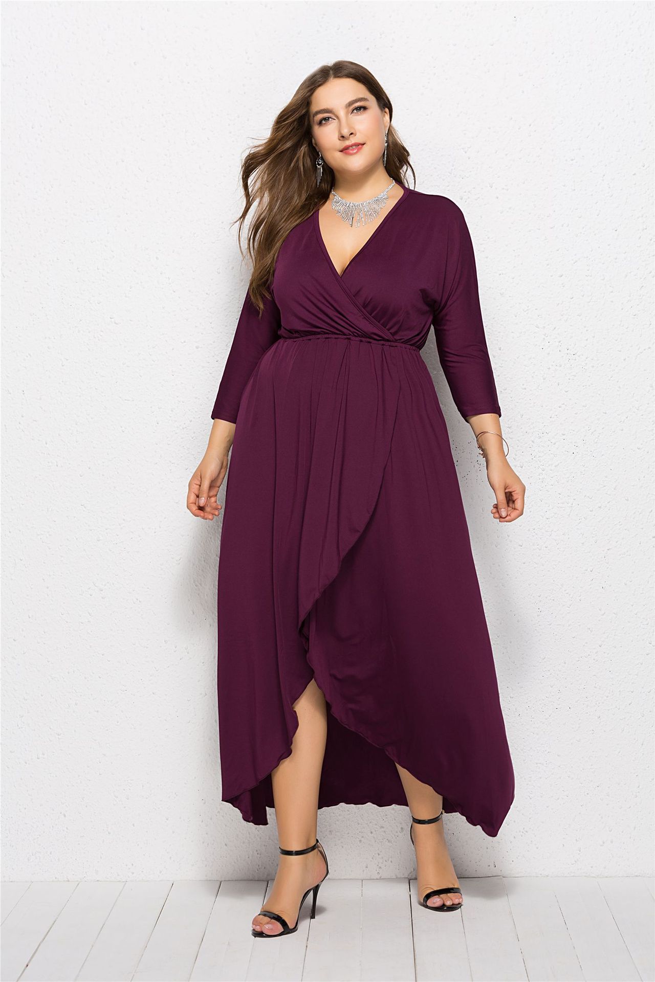 plum long sleeve maxi dress
