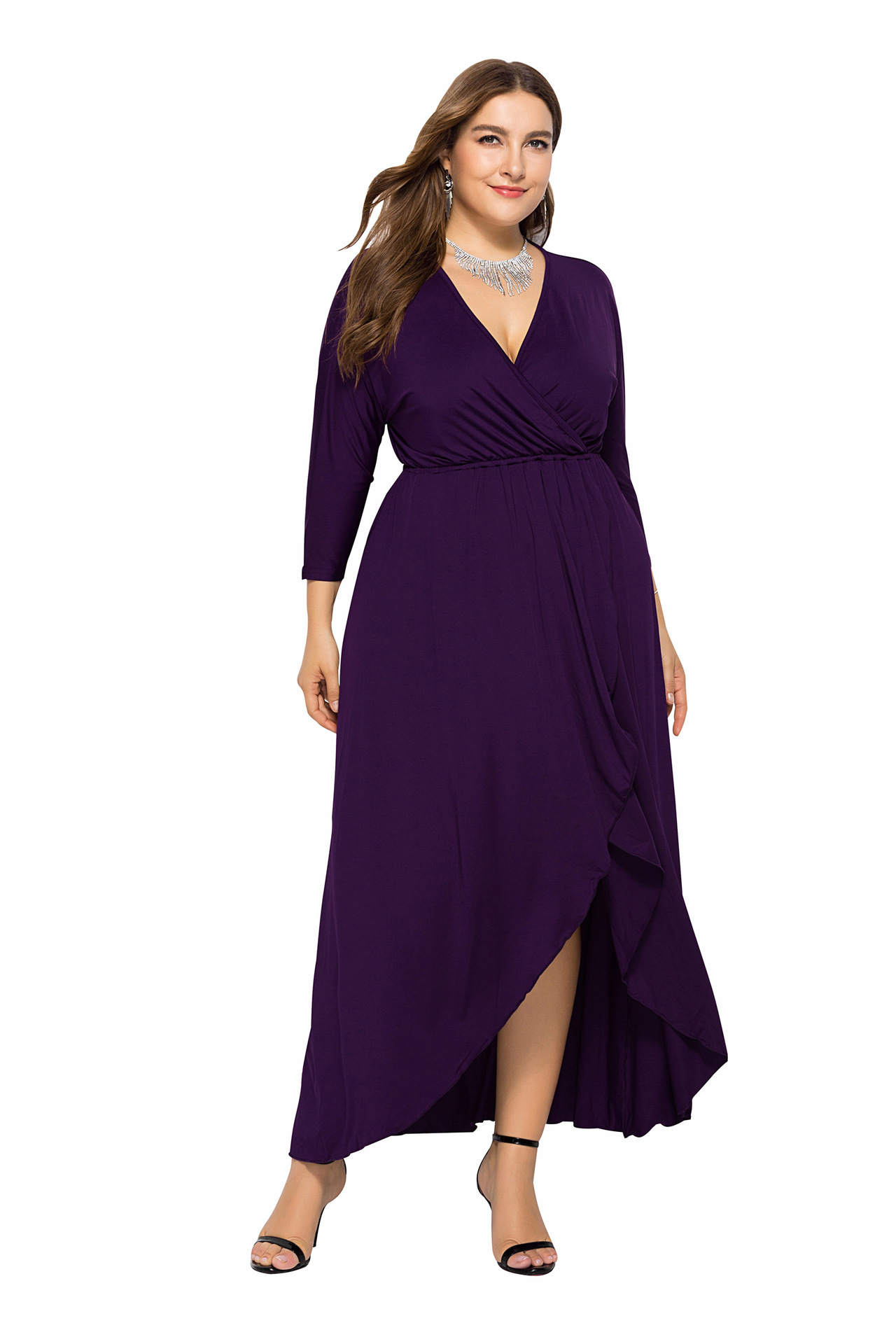 plus size long purple dress