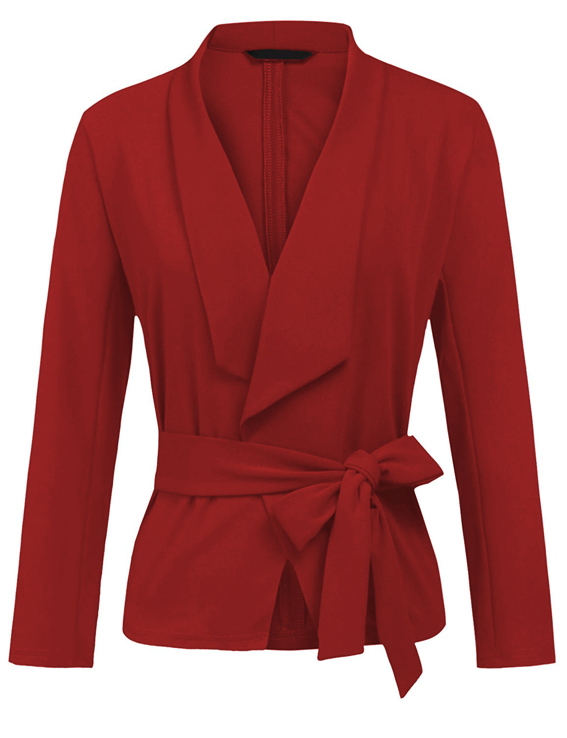 Women Blazer Coat Autumn Long Sleeve Belted Casual Work Office Lady Slim Suit Jacket red