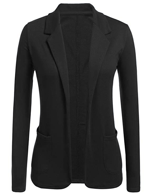 Women Blazer Coat Autumn Casual Long Sleeve Work Office Business Lady Slim Suit Jacket black