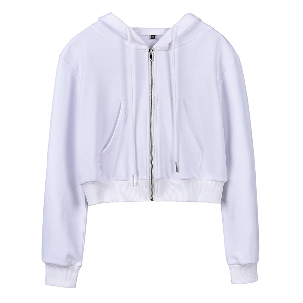 white crop zip hoodie