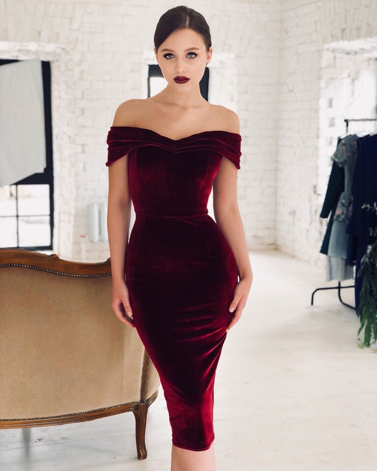 sexy red velvet dress