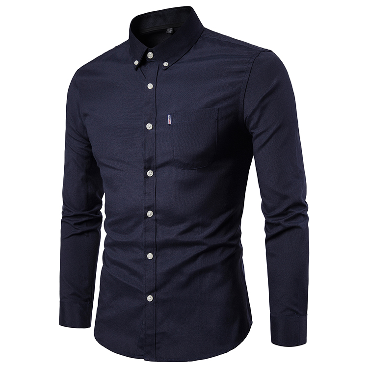 Men Shirt Spring Autumn Long Sleeve Turn-down Collar Single Breasted Plus Size Business Formal Casual Slim Fit Shirt black