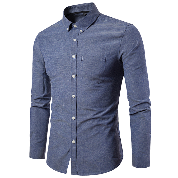 Men Shirt Spring Autumn Long Sleeve Turn-down Collar Single Breasted Plus Size Business Formal Casual Slim Fit Shirt gray