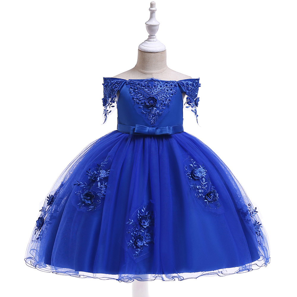 Pretty Ball Gown Royal Blue Flower Girl Dresses Off The Shoulder