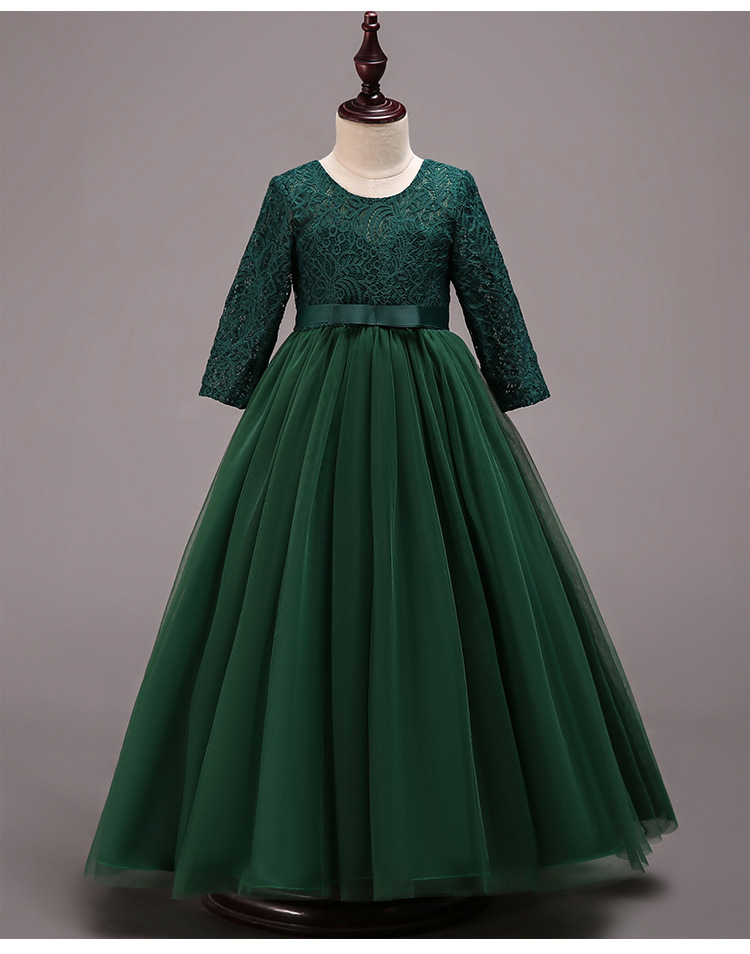 green long sleeve party dress