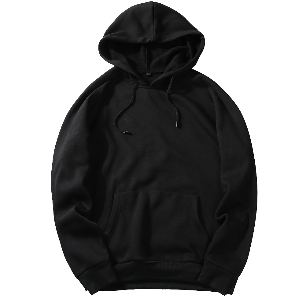 Men Hoodies Winter Warm Long Sleeve Streetwear Hip Hop Casual Hooded Sweatshirts black