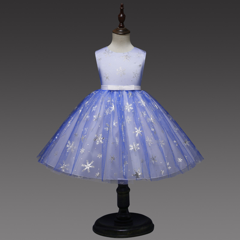 Snowflake Flower Girl Dress Princess Sleeveless Wedding Formal