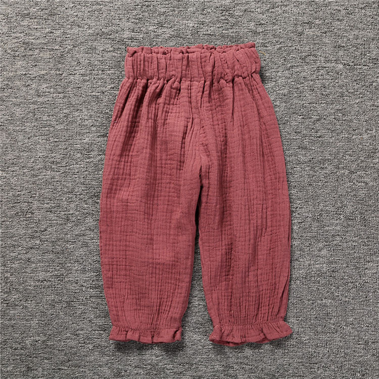 Baby Boys Girls Harem Pants Casual Linen Summer Kids Children Long Lantern Trousers red