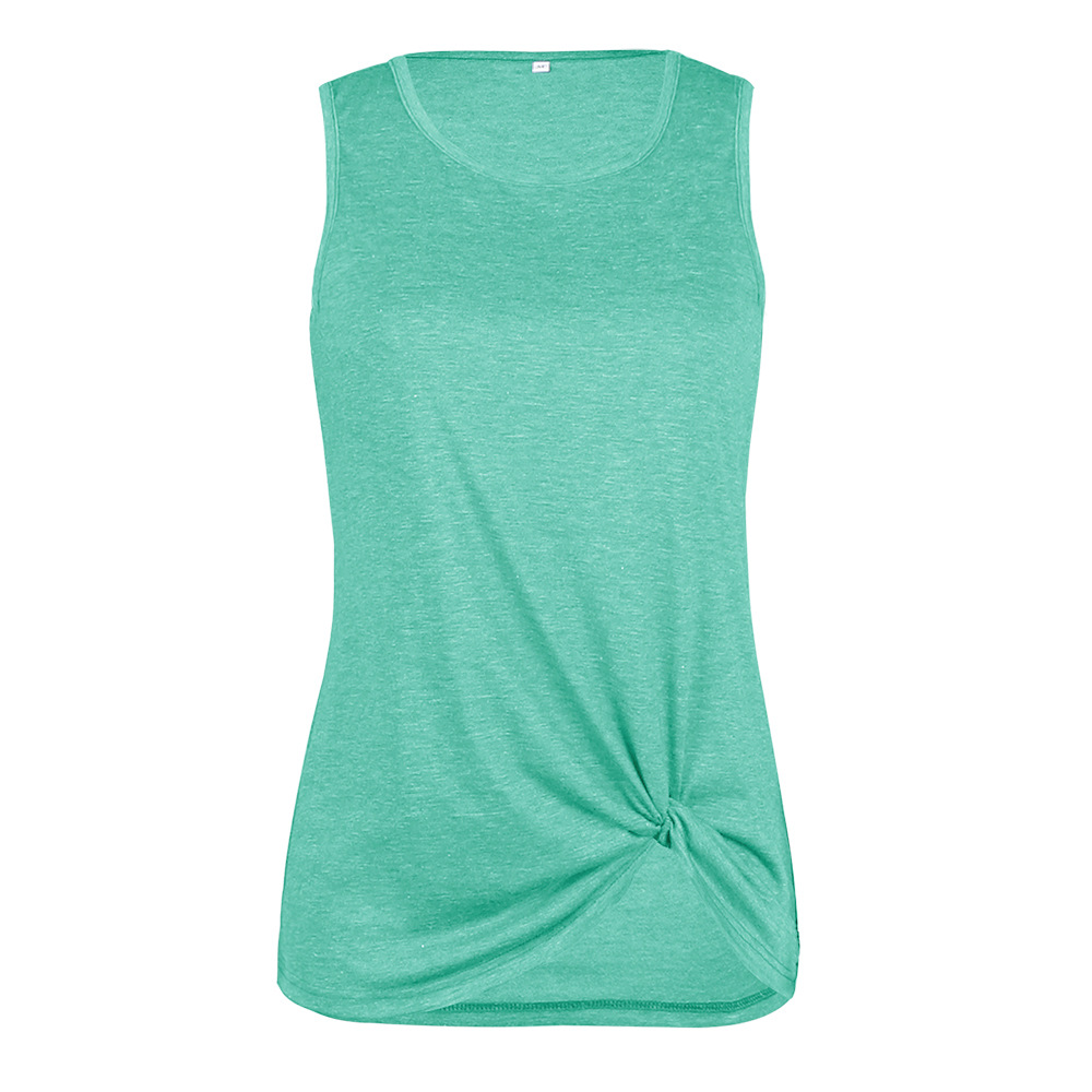  Women Tank Top Summer O Neck Vest Top Casual Loose Sleeveless T Shirt green