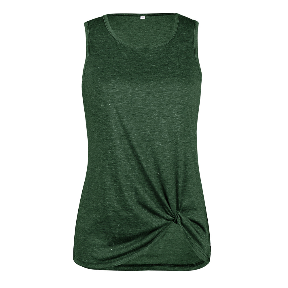 Women Tank Top Summer O Neck Vest Top Casual Loose Sleeveless T Shirt Hunter Green