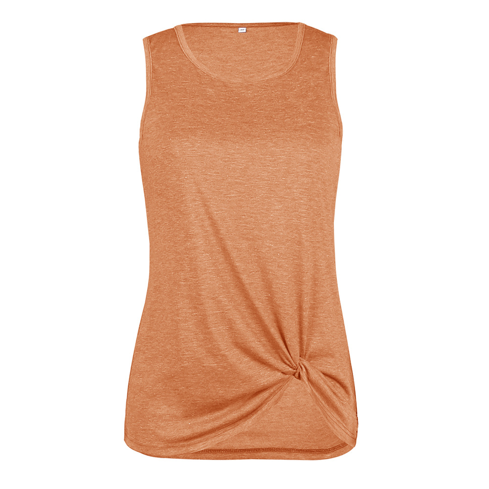 Women Tank Top Summer O Neck Vest Top Casual Loose Sleeveless T Shirt orange