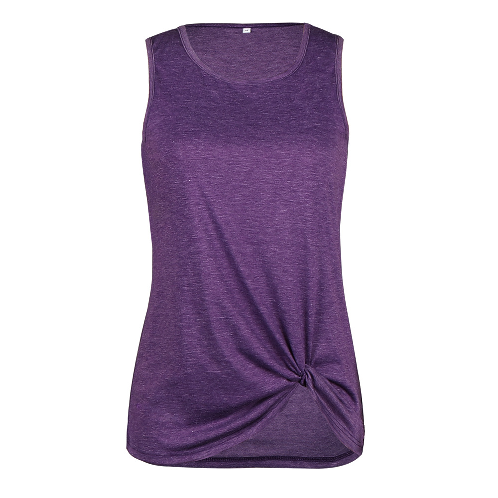  Women Tank Top Summer O Neck Vest Top Casual Loose Sleeveless T Shirt purple