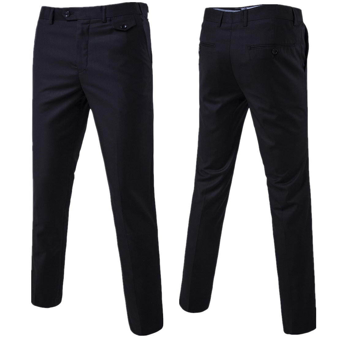 Men Suit Pants Cotton Solid Casual Business Formal Bridegroom Plus Size Wedding Trousers black