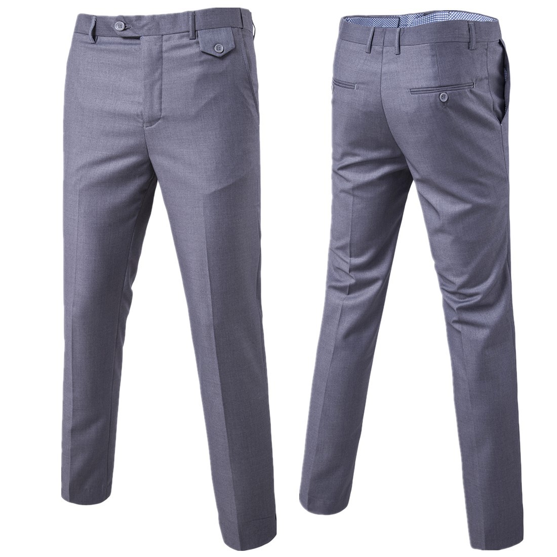 Men Suit Pants Cotton Solid Casual Business Formal Bridegroom Plus Size Wedding Trousers gray