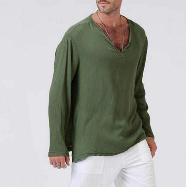mens linen pullover shirt