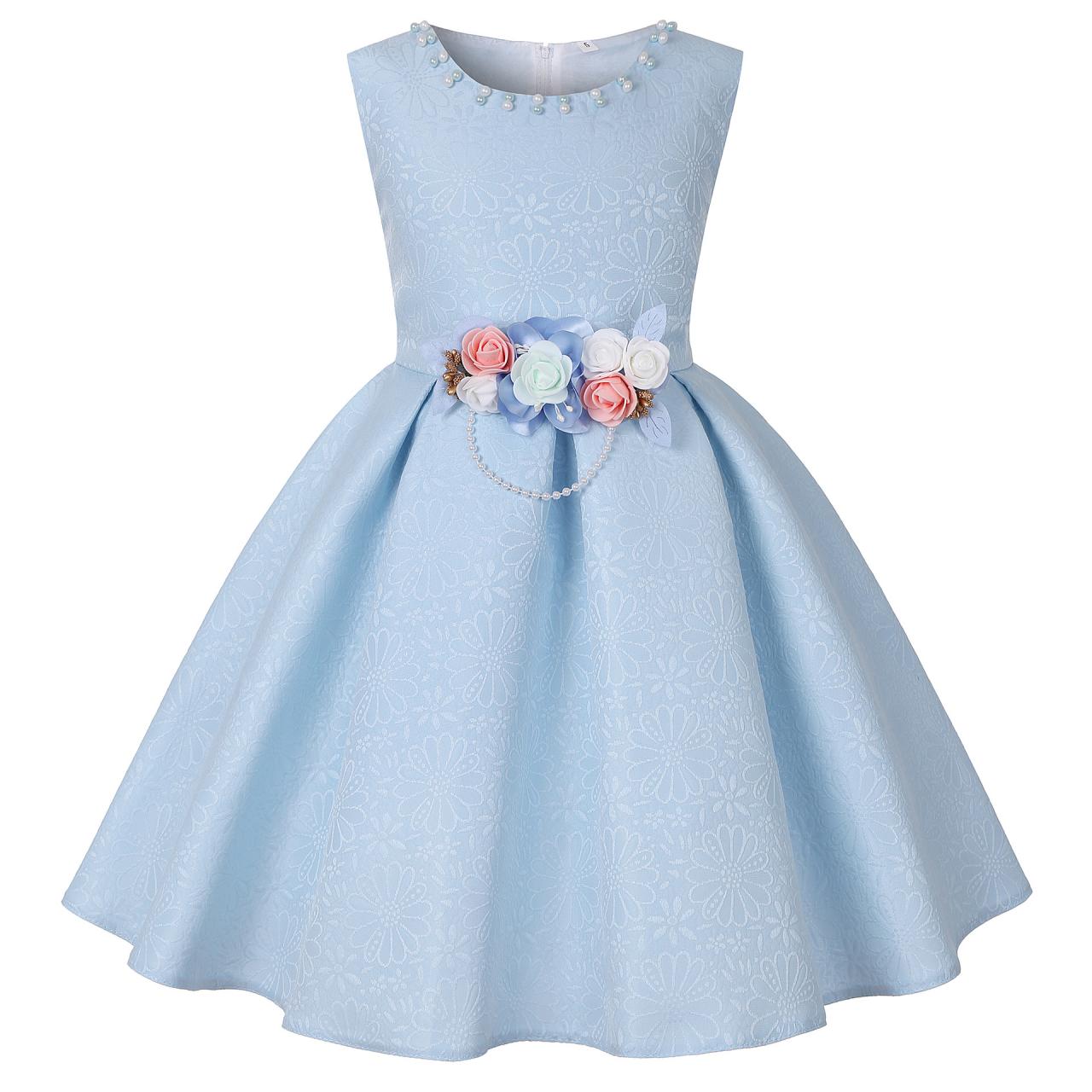 Floral Flower Girl Dress Princess Formal Birthday Teens Party Gown Kids ...