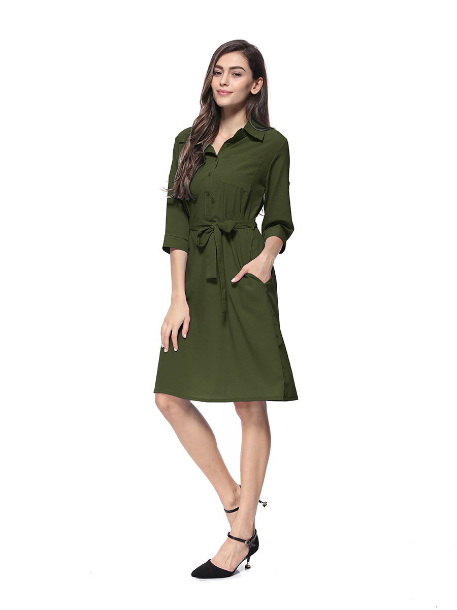 army green shirt dress