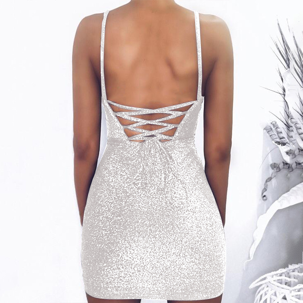 white glitter mini dress