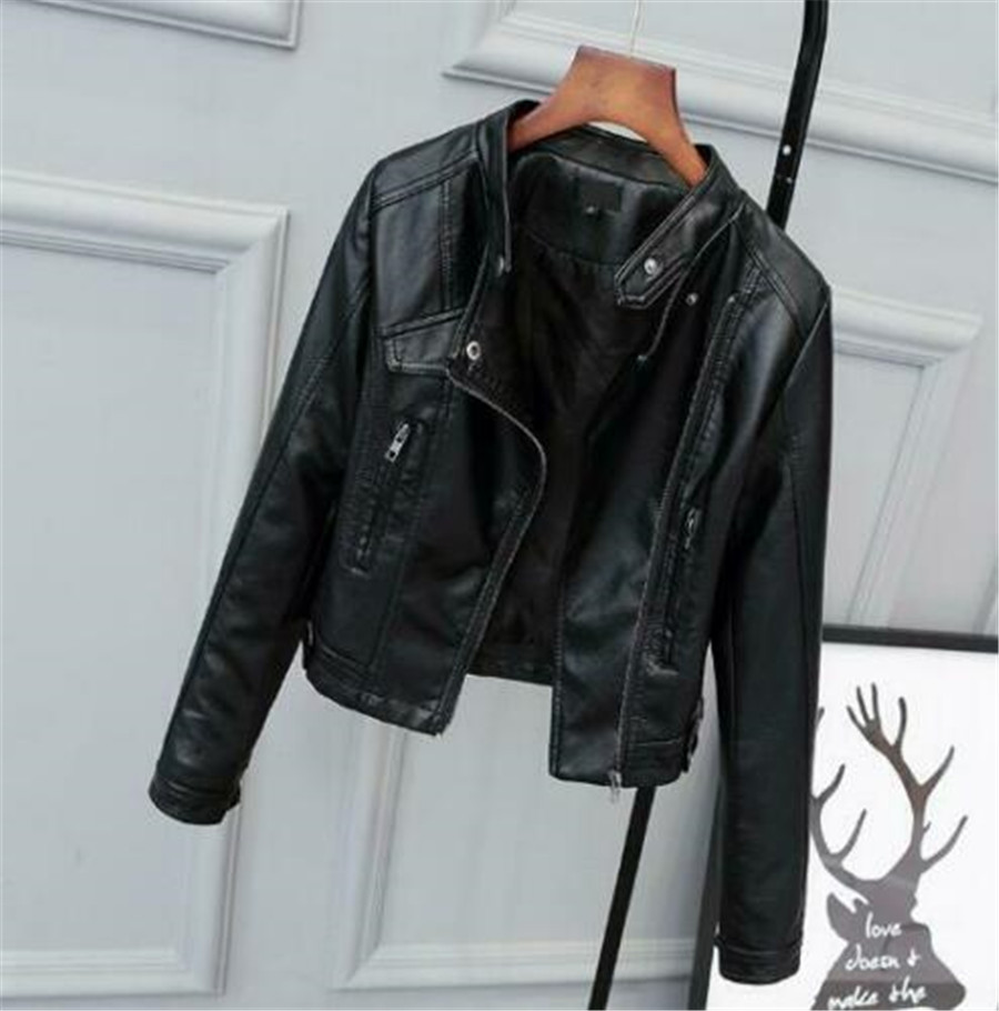 Women Vintage Fashion Slim Leather Jacket Motorcycle Biker PU Casual Short Coat