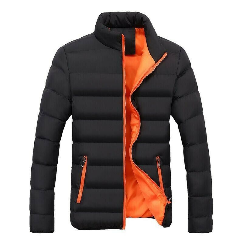 Men Winter Bubble Slim Fit Puffer Quilted Cotton Jacket Stand Collar Coat