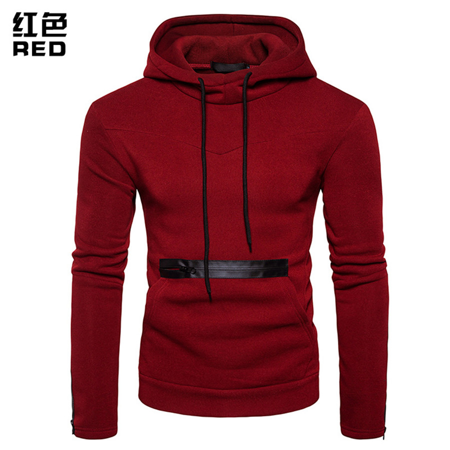  Autumn winter new fashion men's hoodies long sleeves zipper decoration casual hooded sweater