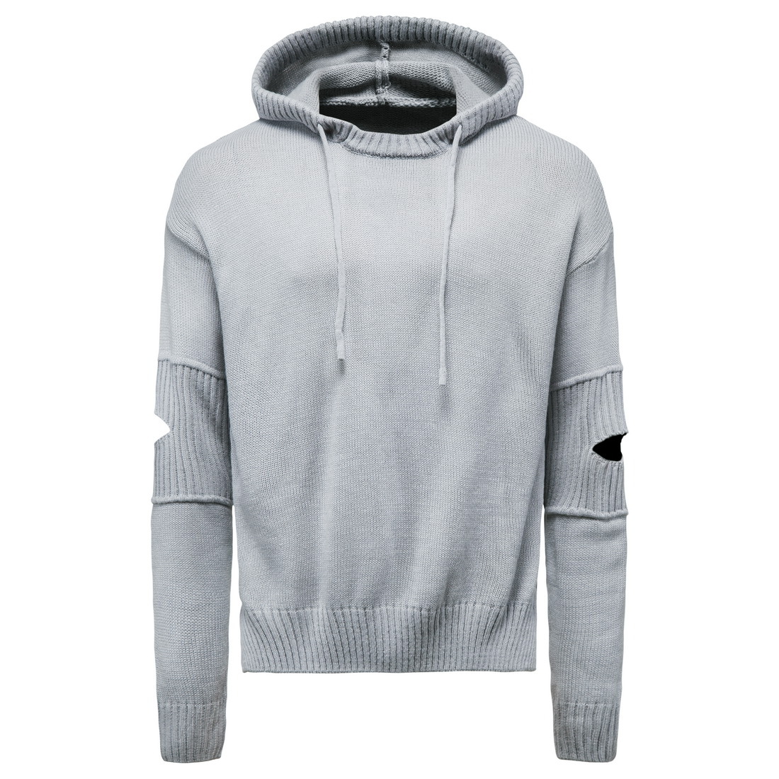 Fashion Men Knitted Sweater Autumn Clothing Solid Plus Size Hooded Pullover Hoodies