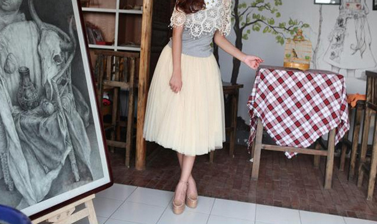 women Five-layer mesh skirt, princess style high waist mesh skirt, tutu skirt