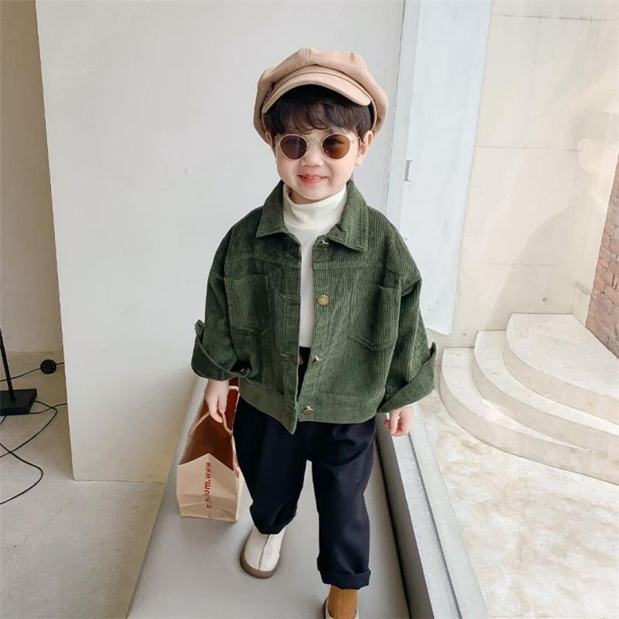 Boys jacket autumn new baby corduroy casual middle small children coat