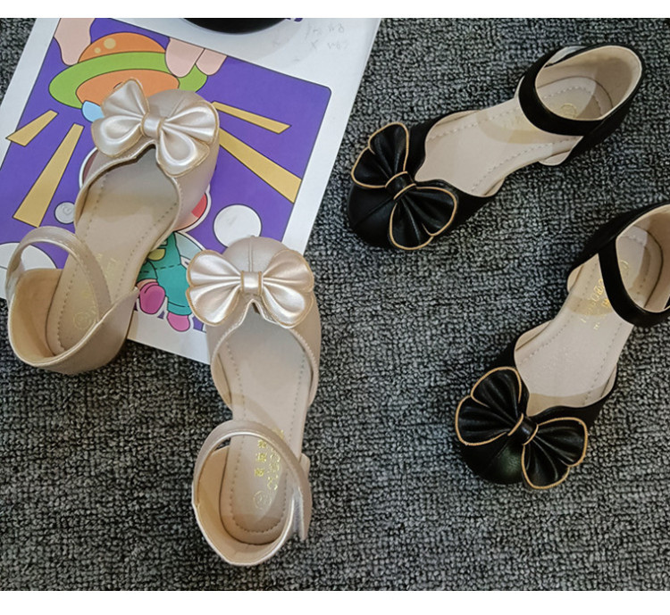New girl sandals, summer bow princess shoes, big children's fashion all-match Baotou flat shoes