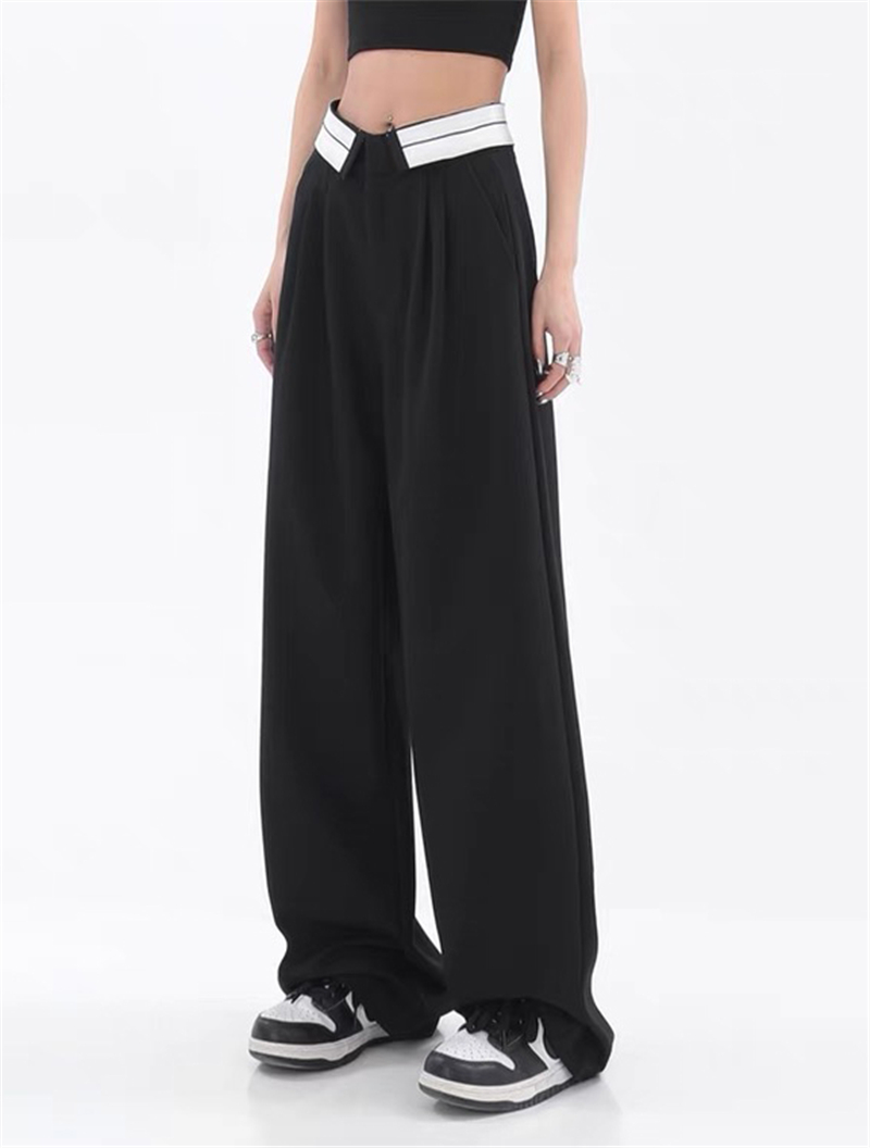  Summer Fashion Women Solid Simple Chic Long Trousers High Waist Loose Casual Design Baggy Soft Streetwear Daily Pants