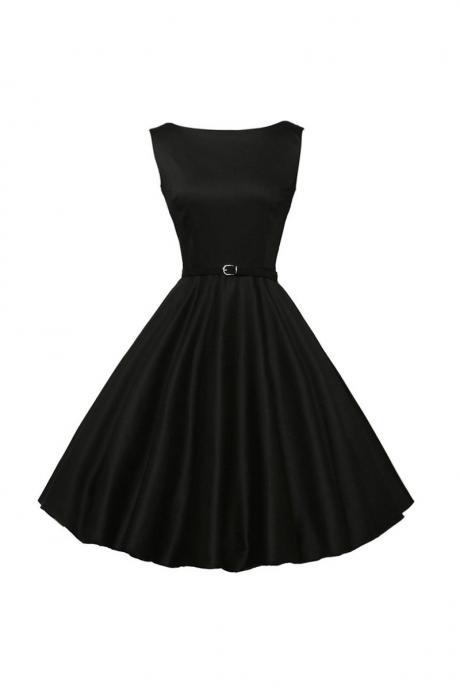 Black Casual Sleeveless A Line Belted Midi Dress