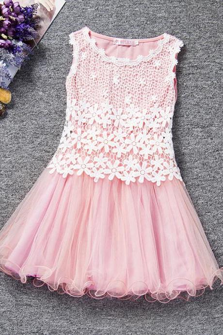 Summer Baby Flower Lace Dress High Quality Princess Girl Dress Kids Children Clothes Tutu Photo Prop aqua pink