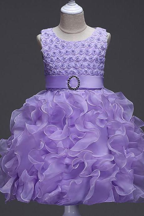 Little Girl Tutu Dress Princess 2017 New Ruffles Lace Kids Events Party Wear Dresses For Girls Children's Costume For Girls Clothes lilac
