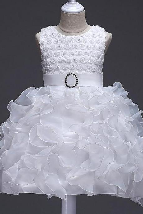 Little Girl Tutu Dress Princess 2017 New Ruffles Lace Kids Events Party Wear Dresses For Girls Children's Costume For Girls Clothes white