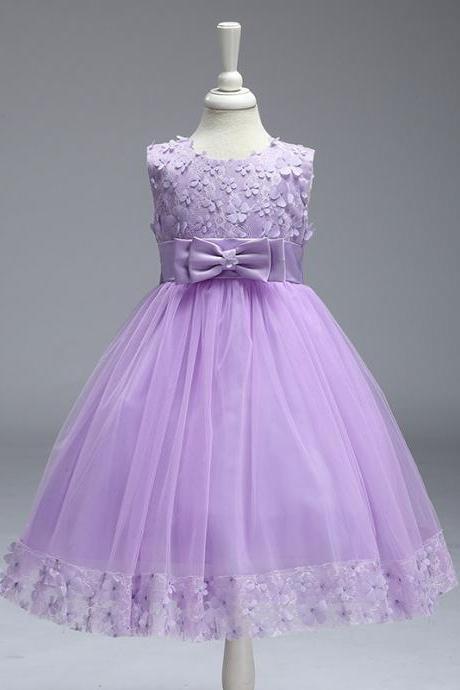Flower Girl Dresses For Wedding Pageant First Holy Lace Communion Dress Kids Children Clothes Teens A Line Dress Lilac