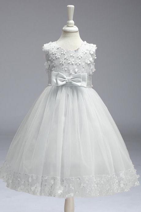 Flower Girl Dresses For Wedding Pageant First Holy Lace Communion Dress Kids Children Clothes Teens A Line Dress White