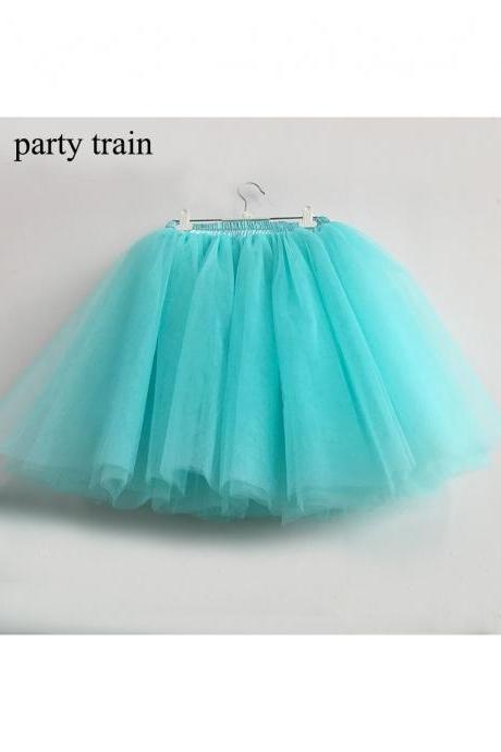  6 Layers Tulle Midi Lolita Skirt Women Adult Tutu Skirt American Apparel Wedding Bridesmaid Party Petticoat aqua