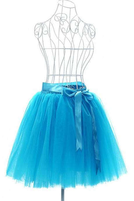 6 Layers Tulle Midi Lolita Skirt Women Adult Tutu Skirt American Apparel Wedding Bridesmaid Party Petticoat Blue