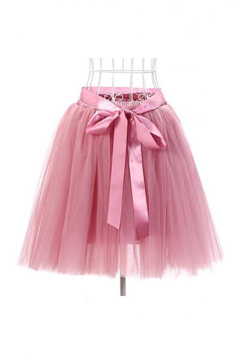 6 Layers Tulle Midi Lolita Skirt Women Adult Tutu Skirt American Apparel Wedding Bridesmaid Party Petticoat blush