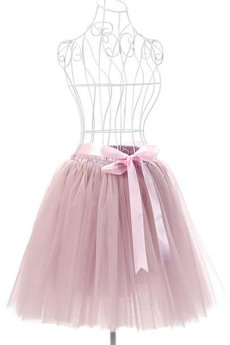 6 Layers Tulle Midi Lolita Skirt Women Adult Tutu Skirt American Apparel Wedding Bridesmaid Party Petticoat dusty pink