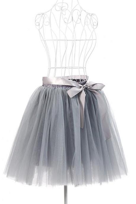 6 Layers Tulle Midi Lolita Skirt Women Adult Tutu Skirt American Apparel Wedding Bridesmaid Party Petticoat gray