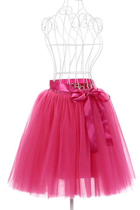 6 Layers Tulle Midi Lolita Skirt Women Adult Tutu Skirt American Apparel Wedding Bridesmaid Party Petticoat hot pink